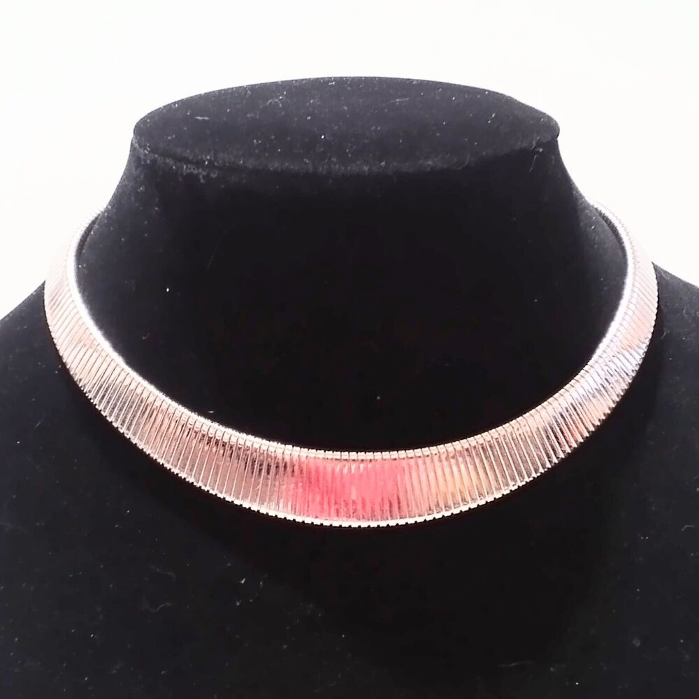Vintage Silver Omega Link Cleopatra Choker Necklace 16 Inch